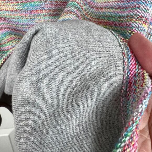 Anthropologie Saturday Sunday Sweatshirt Top Small Cropped Rainbow Short Sleeve - Picture 6 of 8
